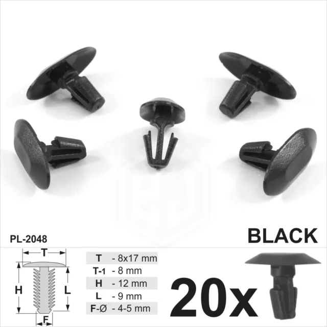 20x Interior Door Card Rubber Weatherstrips Moulding Seal Gasket Fit Trim Clips