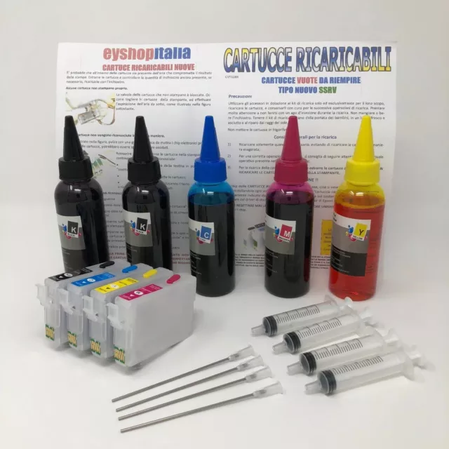 Cartucce Originali Ink Per Epson 711-714 + 500Ml Inchiostro Sx205 Sx210 Sx215