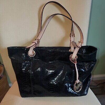 Michael Kors Women's Designer Shoulder Tote Shopper Handbag Large Monogram Black