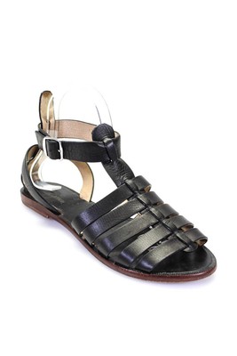 Matiko Womens Strappy Ankle Buckle Flat Sandals Black Size 8