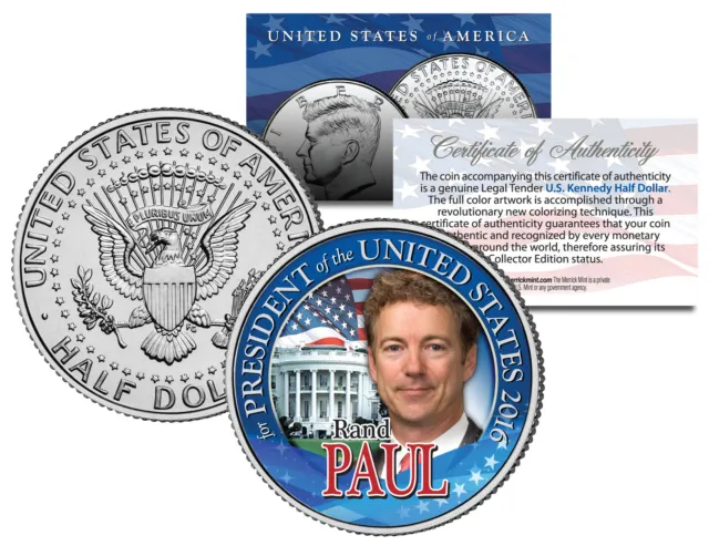 RAND PAUL FOR PRESIDENT 2016 Campaign Colorized JFK Half Dollar U.S. Coin