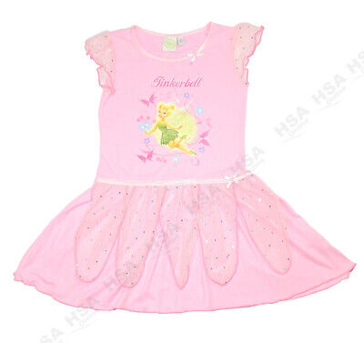 Girls Pink Disney Character Tinkerbell Dressing Up Nighty Nightdress Pyjama Top