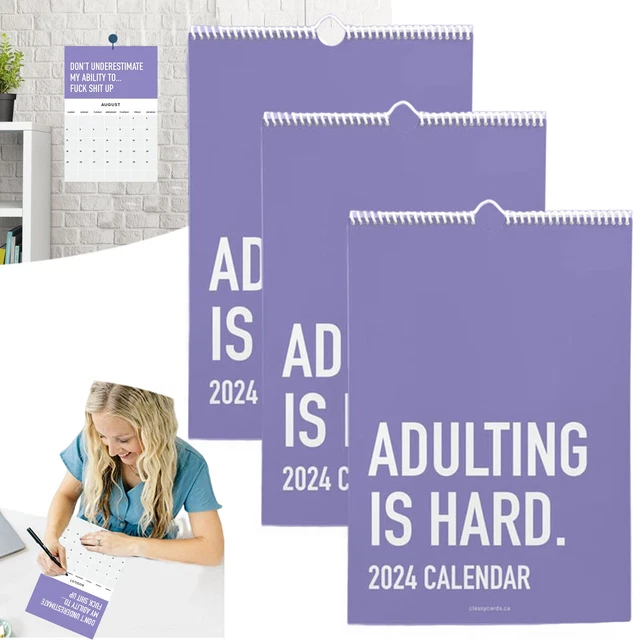 ADULTING IS HARD 2024 Calendar 2024 Monthly Inspirational Wall Calendar