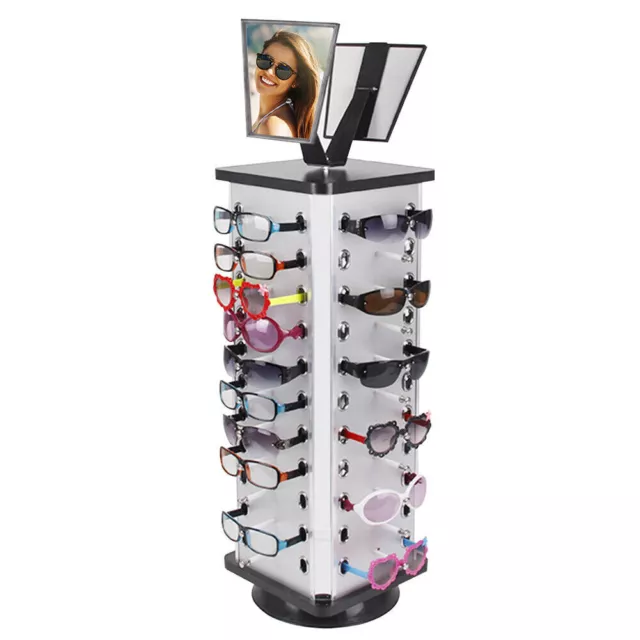 Sunglasses Rotating Display Stand Rack Holder Commercial w/ Mirror For 44 Pairs 3