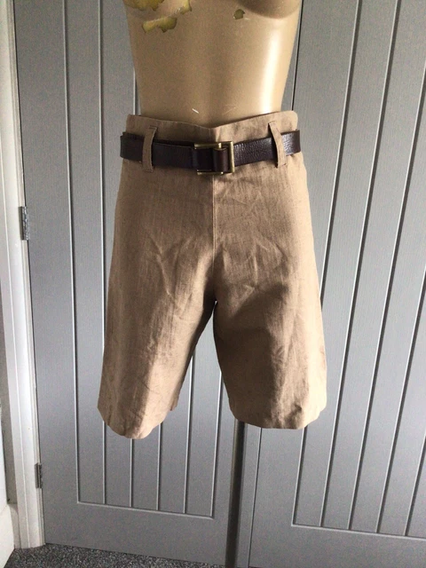 Pantaloncini vintage anni '90 donna lino vita alta UK 8/10 eccellenti