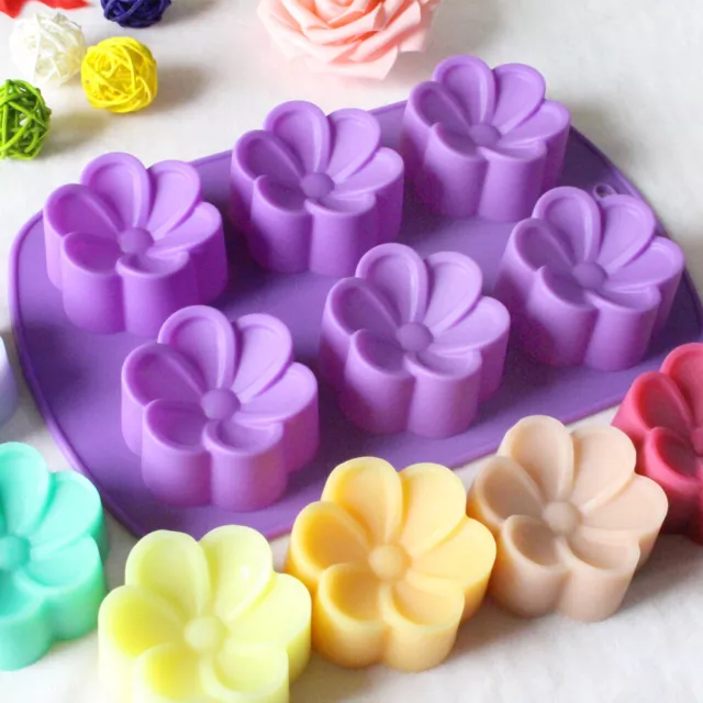 6-Cavity Flower Cake Jelly Mousse Mold Chocolate Baking Soap Mould Tray Ice Cube