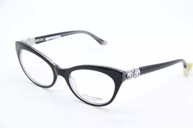 New Judith Leiber Couture Supernova Jet Black Silver Authentic Eyeglasses 52-19