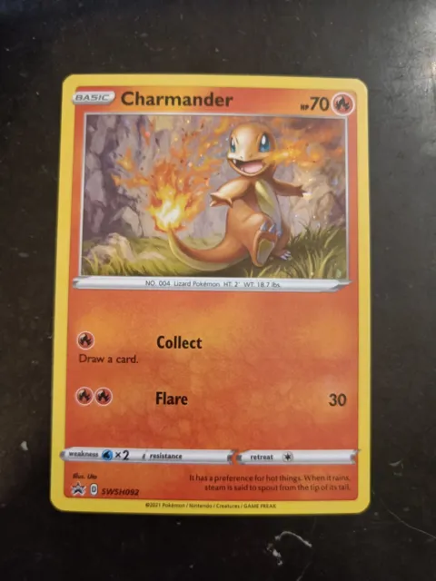 Holo Charmander Pokemon Promo Card (Sword & Shield Promo Set, SWSH092, NM)