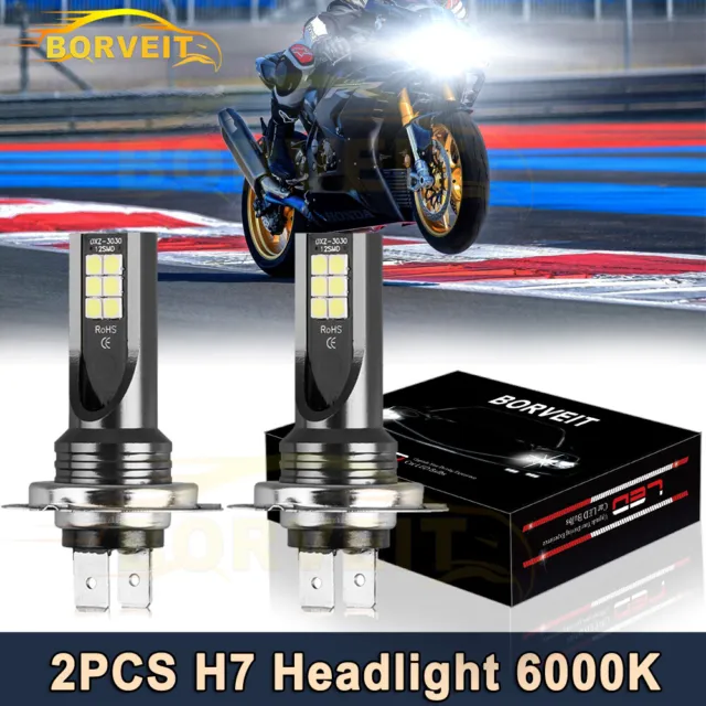 2x H7 White LED Headlight Bulbs kit For Honda CBR125R CBR1000RR CBR500R CBR929RR