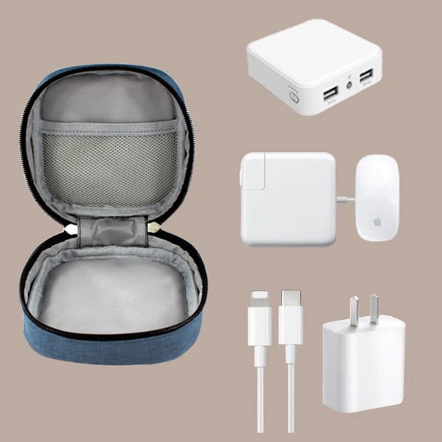 Mini Square Storage Bag Adapter Power Data Cable Headphone Mouse Organizer Case