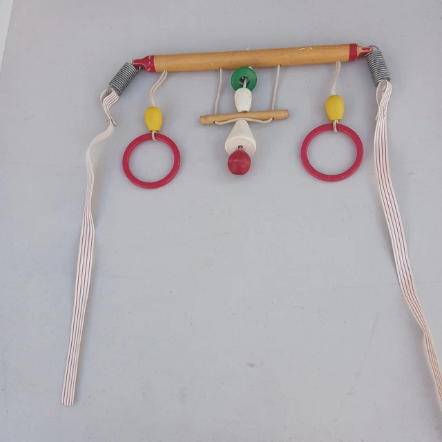 Vtg. Cradle Gym Wooden Baby First Exercise Crib Toy