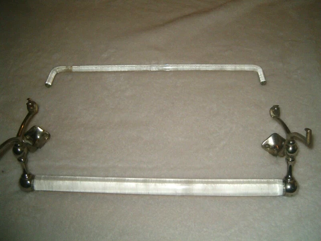 Antique Bathroom Glass Towel Bar Rod Brackets Nickel Art Brass Co w xtra glass