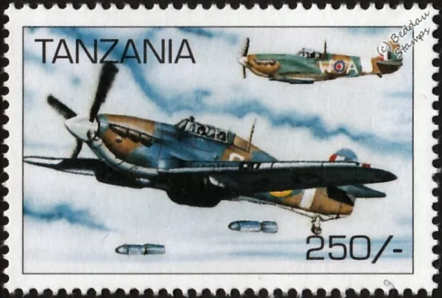 WWII RAF Hawker HURRICANE Mk.IIB Hurribomber & Spitfire Mk.IA Aircraft Stamp