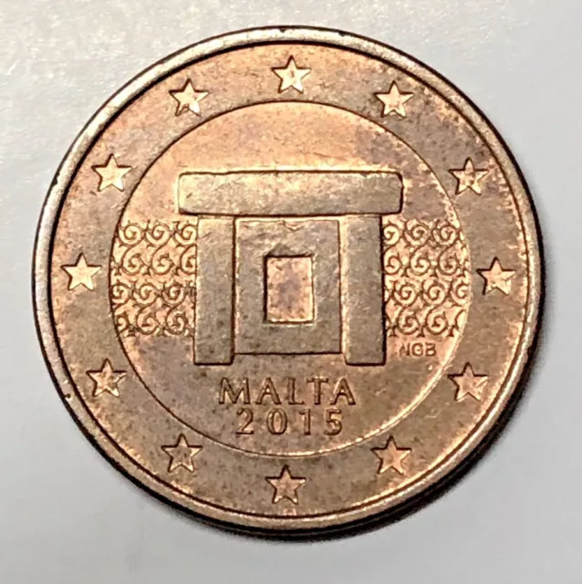 5 Centesimi Di Euro Malta 2015 - Altare Tempio Mnajdra - Unificato 3.15 - Cc -