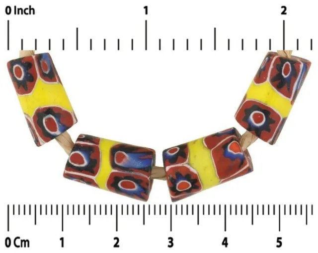 Old African trade beads antique banded Millefiori Venetian glass Murano mosaic