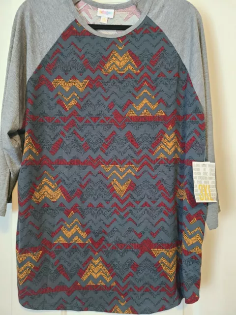 Neuf avec étiquettes chemise LuLaRoe 3XL RANDY bleu rouge et jaune triangles aztèques