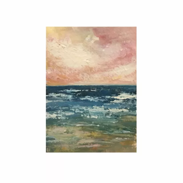 Original ACEO Watercolor Painting Ocean Seashore Beach Seascape Signed