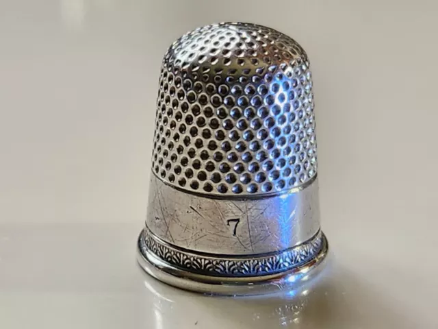 Antique Sterling Silver Thimble size 7 No holes c1860's-70's EC