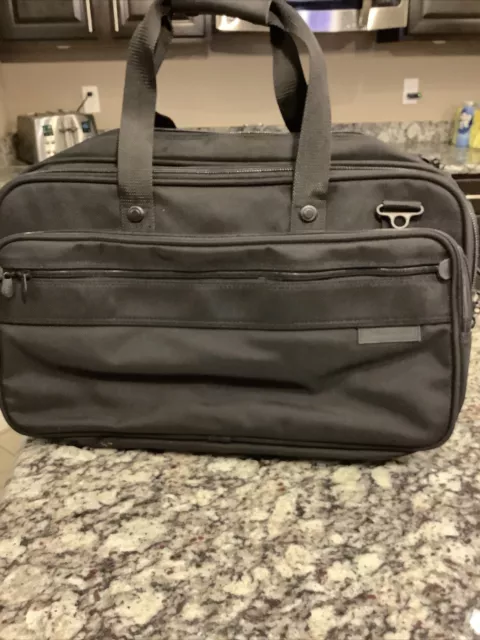 Briggs & Riley Travelware Bag Black Carryon Luggage Weekender Leather Accents