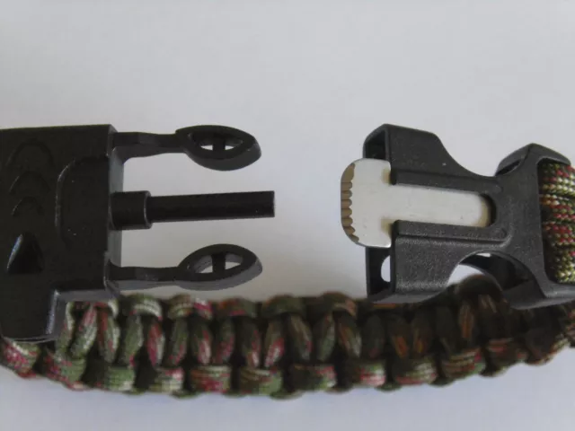 paracord survival bracelet with flintstone fire starter buckle