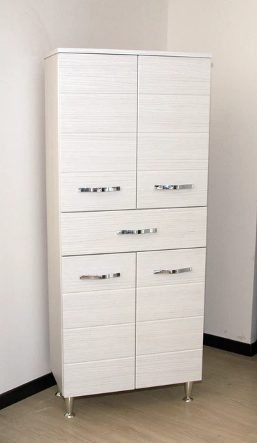 Mobile Colonna Bagno Antonella 66X33X160H 4 Ante 1 Cassetto Colore Bianco