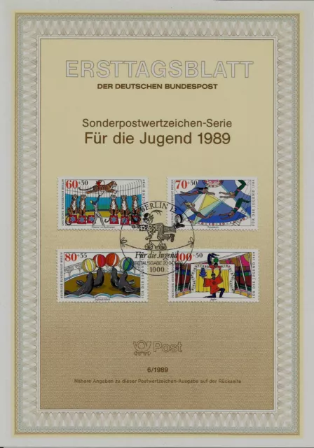Berlin MiNr 838-841 ETB 6-89 "Jugend 1989" : Zirkus -Veranstaltungen-Vorführung-