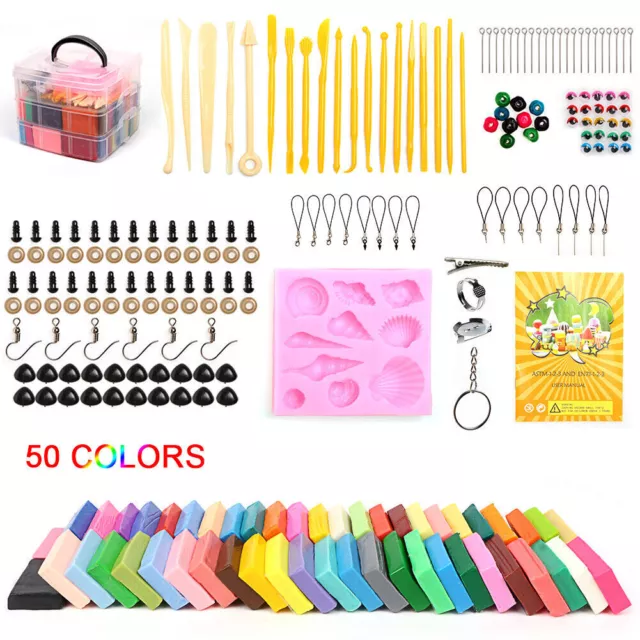 50Farben Polymer Modellierung Knete Clay Sets Ofen Modelliermasse Geschenk kid