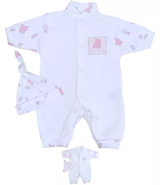 BabyPrem Premature Baby Clothes Girls Tiny Sleepsuit Romper Hat Set 1.5 - 7.5lb