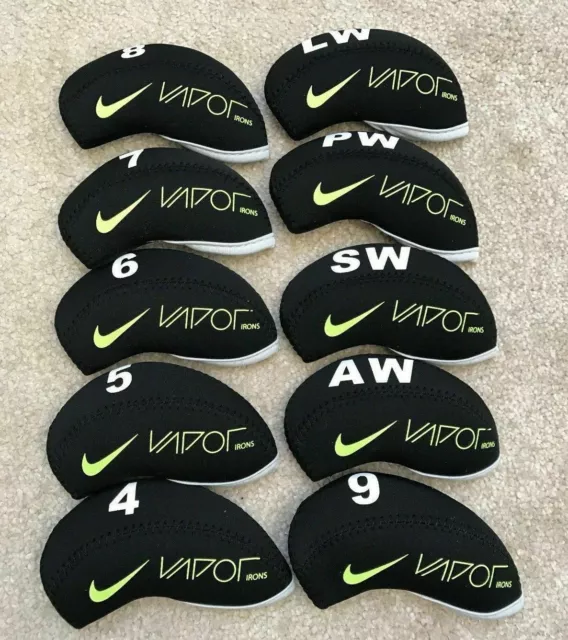 10Pcs Quality Black/Green Nike Vapor Golf Neoprene Golf Iron Covers Headcover UK