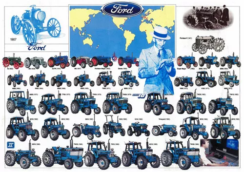 Vintage Ford New Holland Tractor History Collection BROCHURE/POSTER ADVERT A3