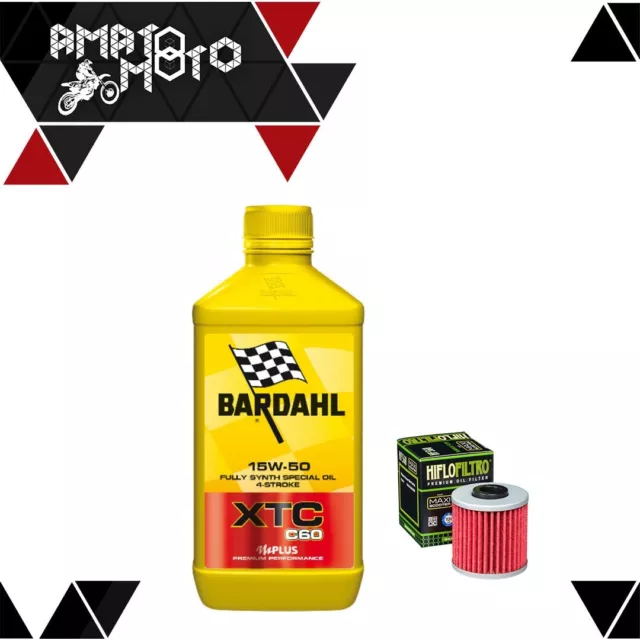 Kit Tagliando 1Litro Olio Moto Bardahl Xtc 15W50+Filtro Hf568 Per Kymco 400I