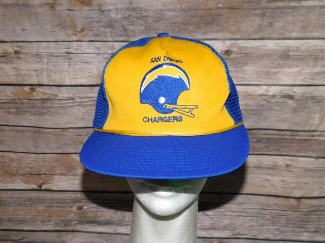 Vintage San Diego Chargers Hat Football Bolt Helmet S M Snapback NFL Trucker CA