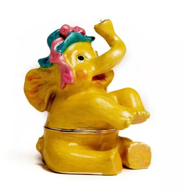 Boîte à bijoux d'éléphant faite à la main par Keren Kopal et cristaux autrichien