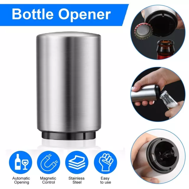 Pocket Stainless Steel Bottle Opener Automatic Push Down Soda Beer Cap Opener AU