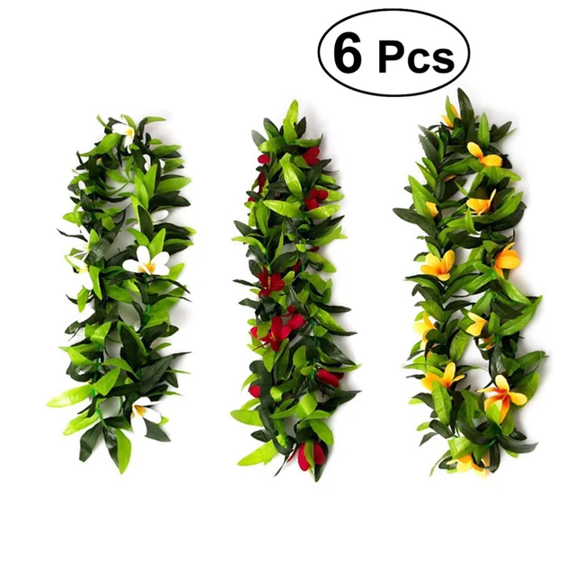 6 PCS 2 Set hawaïen Leis Hula danse guirlande fleurs artificielles cou boucle