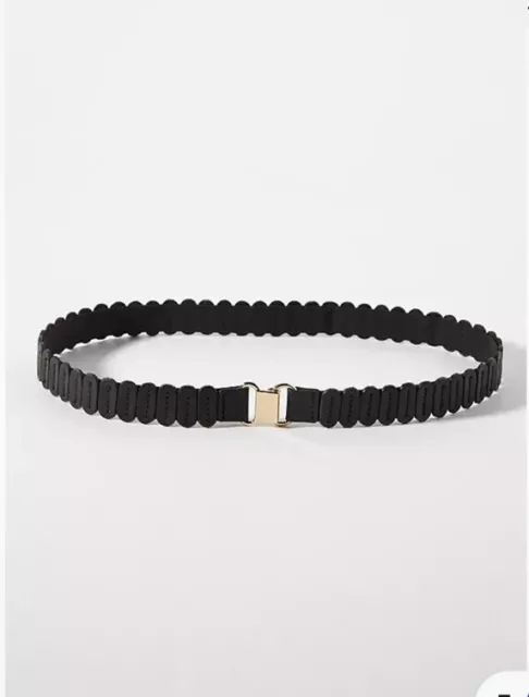 NWT Anthropologie Black LEATHER Stretch Tabitha BELT size Medium