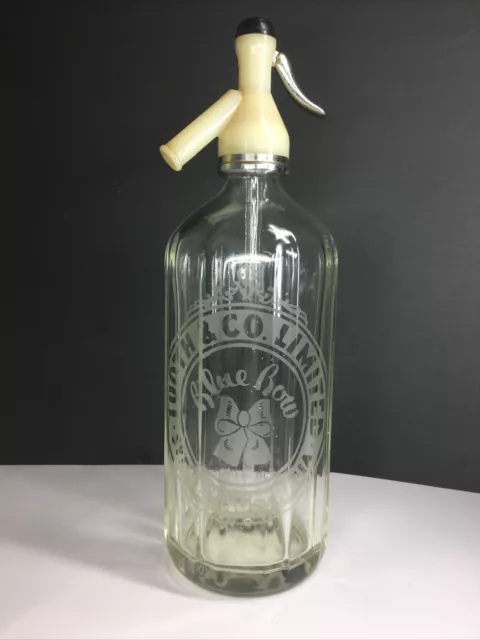 "Tooth & Co LIMITED'' SYDNEY “Blue Bow” 30 FL OZ SODA SYPHON  BOTTLE