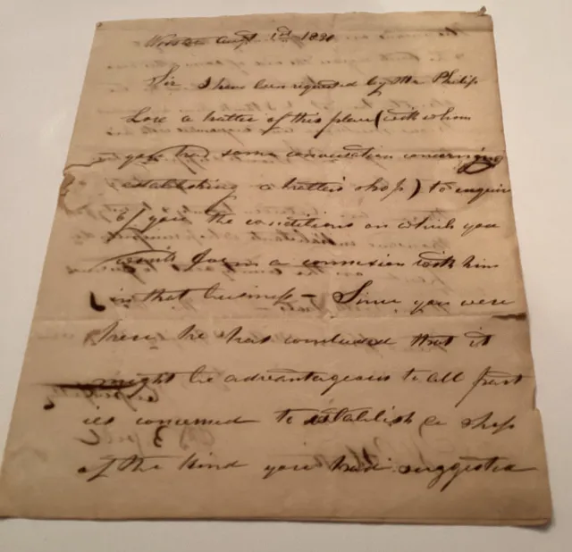 1830 Handwritten Letter  W Bissell Wooster Ohio To Abijah Catlin Harvinton Ct