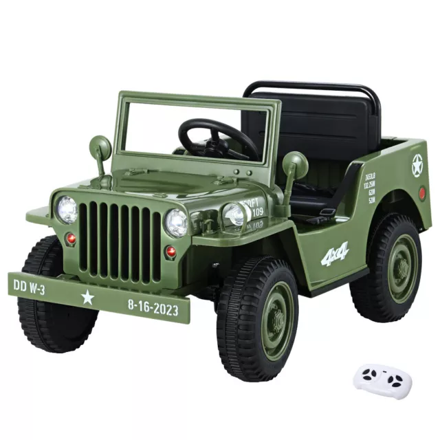 Rigo Ride On Car Jeep Kids Electric Military Toy Cars Off Road Vehicle 12V Olive