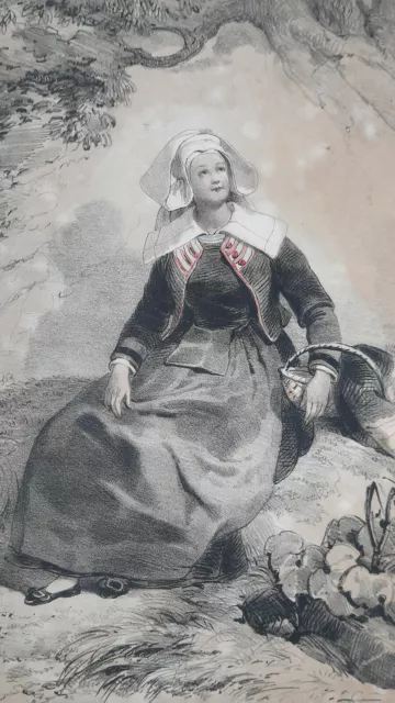 FEMME SAINT THEGONNEC Costumes LITHOGRAPHIE Lalaisse FINISTERE Bretagne XIX°