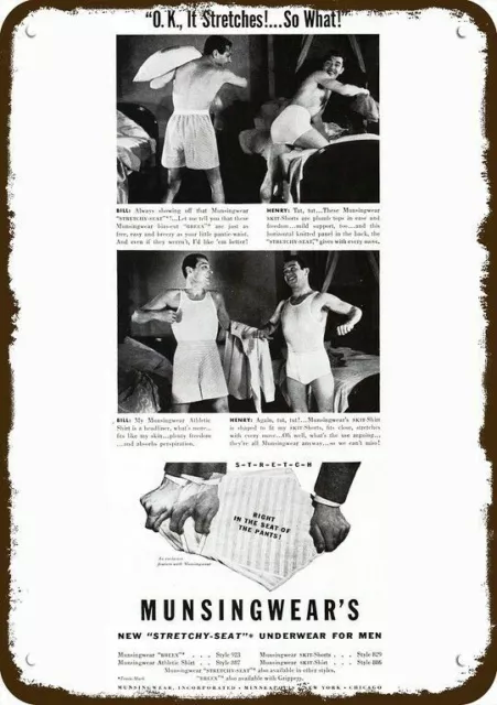 1941 MUNSINGWEAR Underwear Men Pillow Fight DECORATIVE REPLICA METAL SIGN