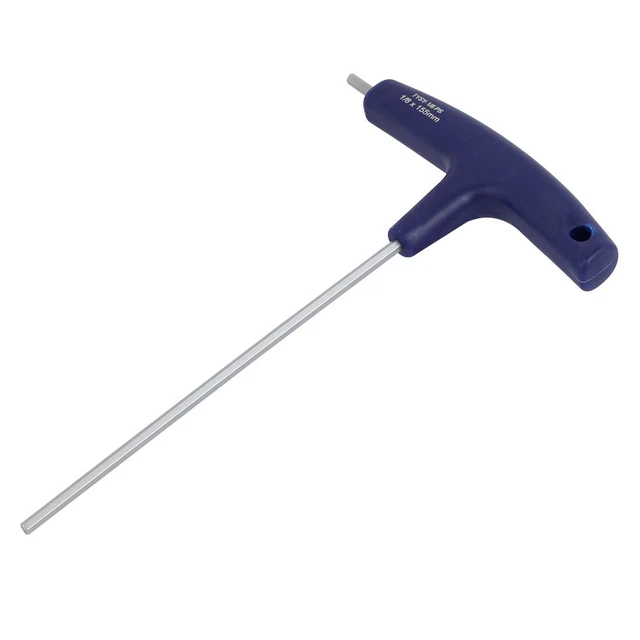 1/8" S2 Acier Outil Clé hex chrome poli poignée T Long 155 mm
