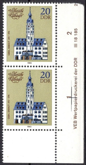 DDR 1983 Mi.Nr. 2776 ** postfrisch Eckrand mit DV Druckvermerk FN 2