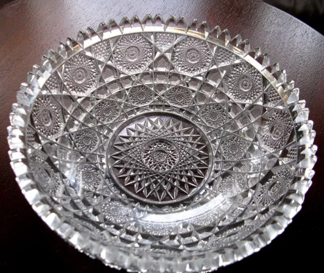 American Brilliant Period Cut glass salad bowl, 8”