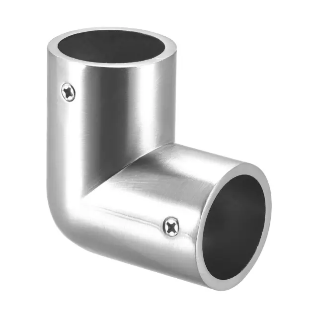 90 Degree 2-Way Zinc Alloy Rail Elbow Fitting Brushed for 25mm/1" OD 2 Pcs
