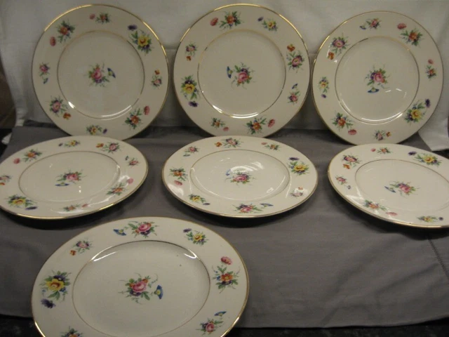 Syracuse China "Selma" Lot of 7 Dinner Plates 9 1/2" Diameter USA VGC