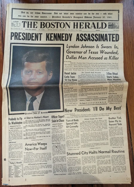 President Kennedy Assassinated Boston Herald November 23, 1963