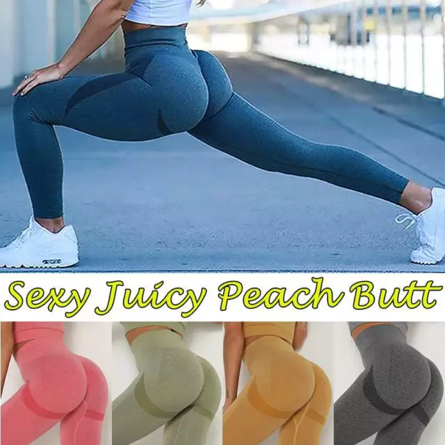 Women Yoga Pants High Waisted Butt Lifting Textured Leggings Seamless  Elastic Trousers Booty Sweatpants 2pcs