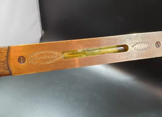 J. Rabone and Sons Vintage 30" Wooden & Brass Collectible Old Tool Spirit Level 2