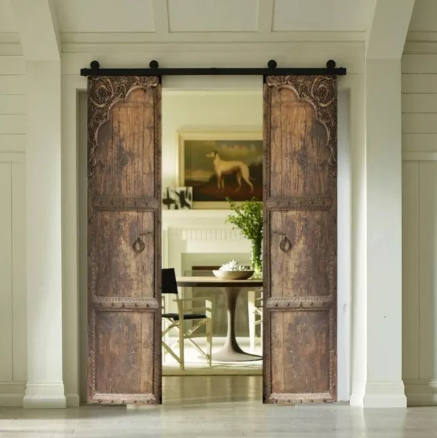 Hand Carved Distressed Barn Door Antique Door Custom Size Interior Exterior Door
